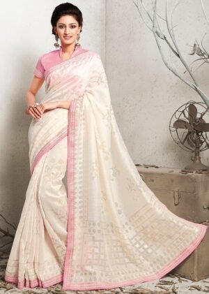 Woven Art Silk Brasso Saree in Off White